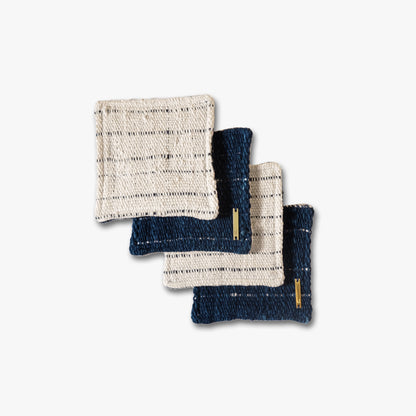 Roonnee cotton coaster – Striped Kram indigo – Set of 4